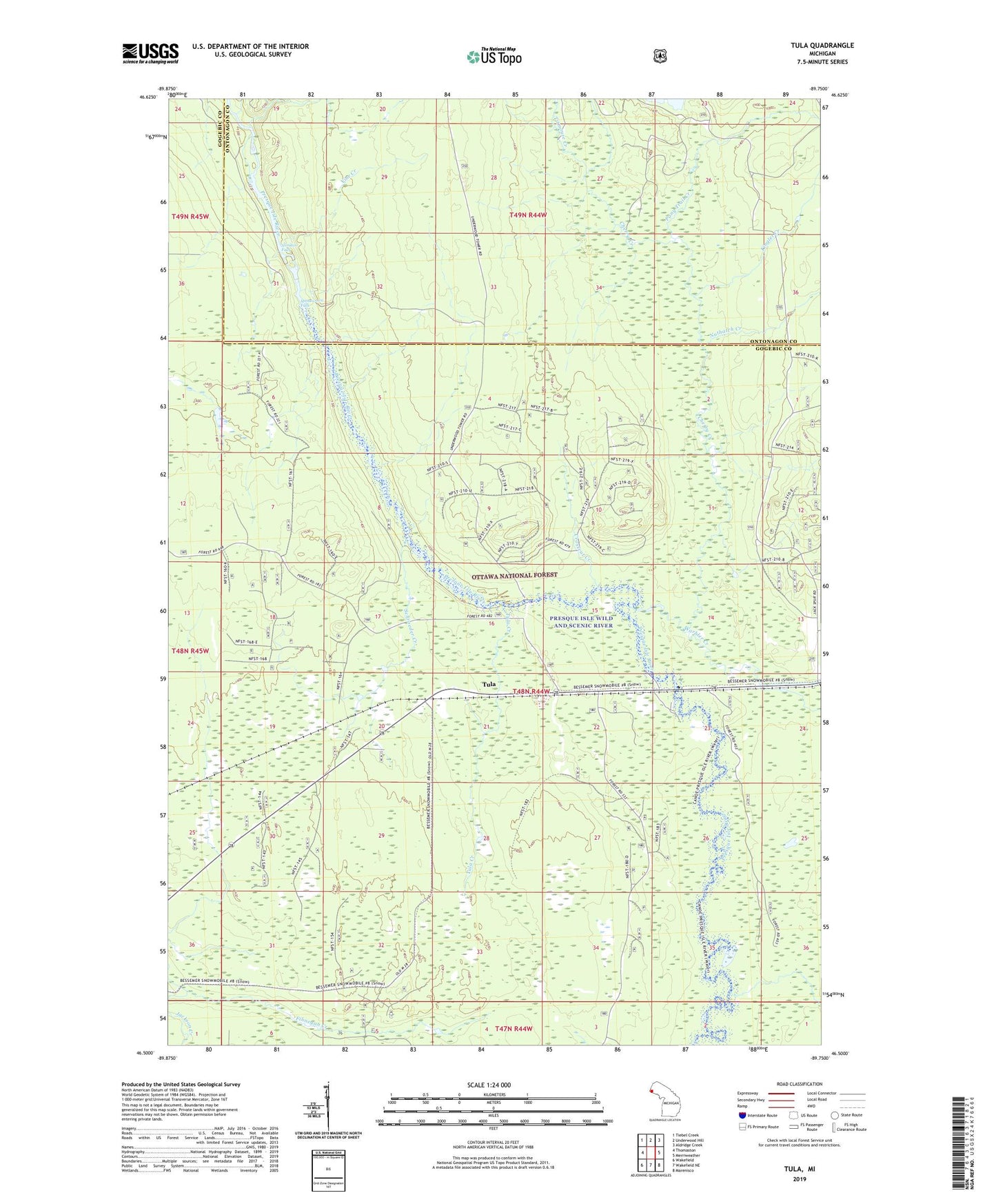 Tula Michigan US Topo Map Image