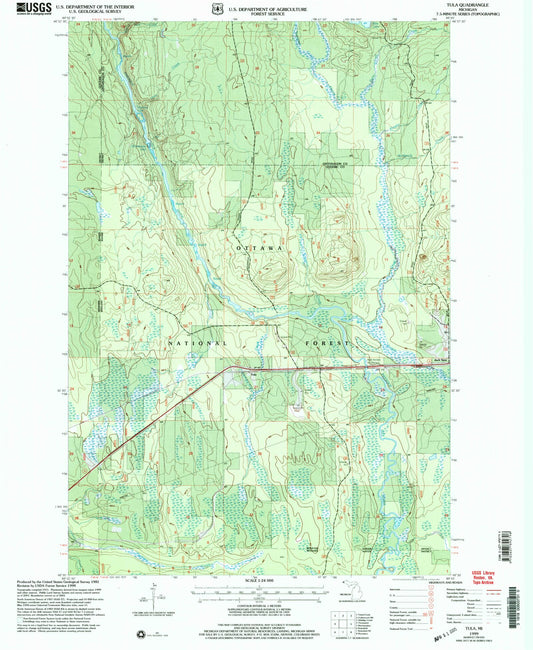 Classic USGS Tula Michigan 7.5'x7.5' Topo Map Image