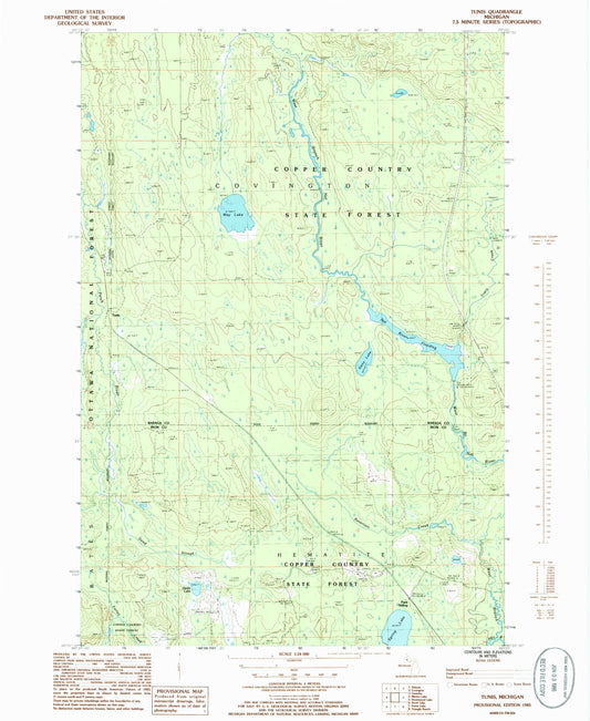 Classic USGS Tunis Michigan 7.5'x7.5' Topo Map Image