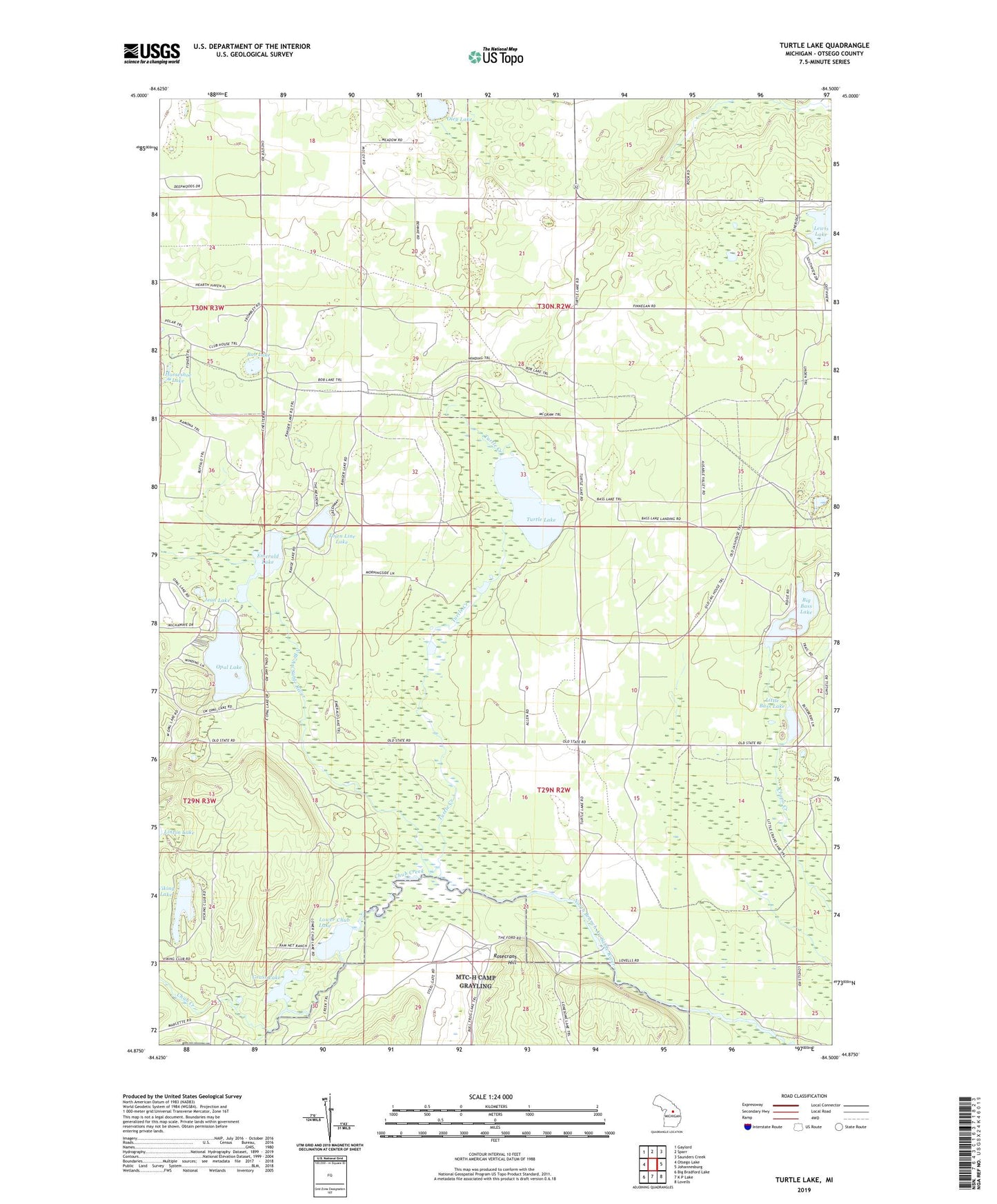Turtle Lake Michigan US Topo Map Image