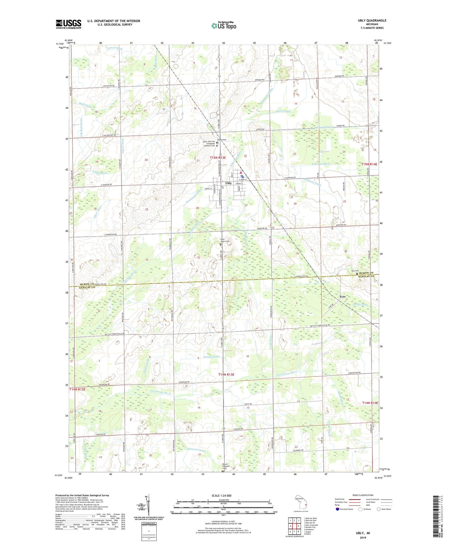 Ubly Michigan US Topo Map Image