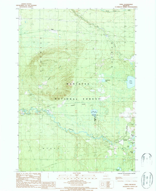 Classic USGS Udell Michigan 7.5'x7.5' Topo Map Image