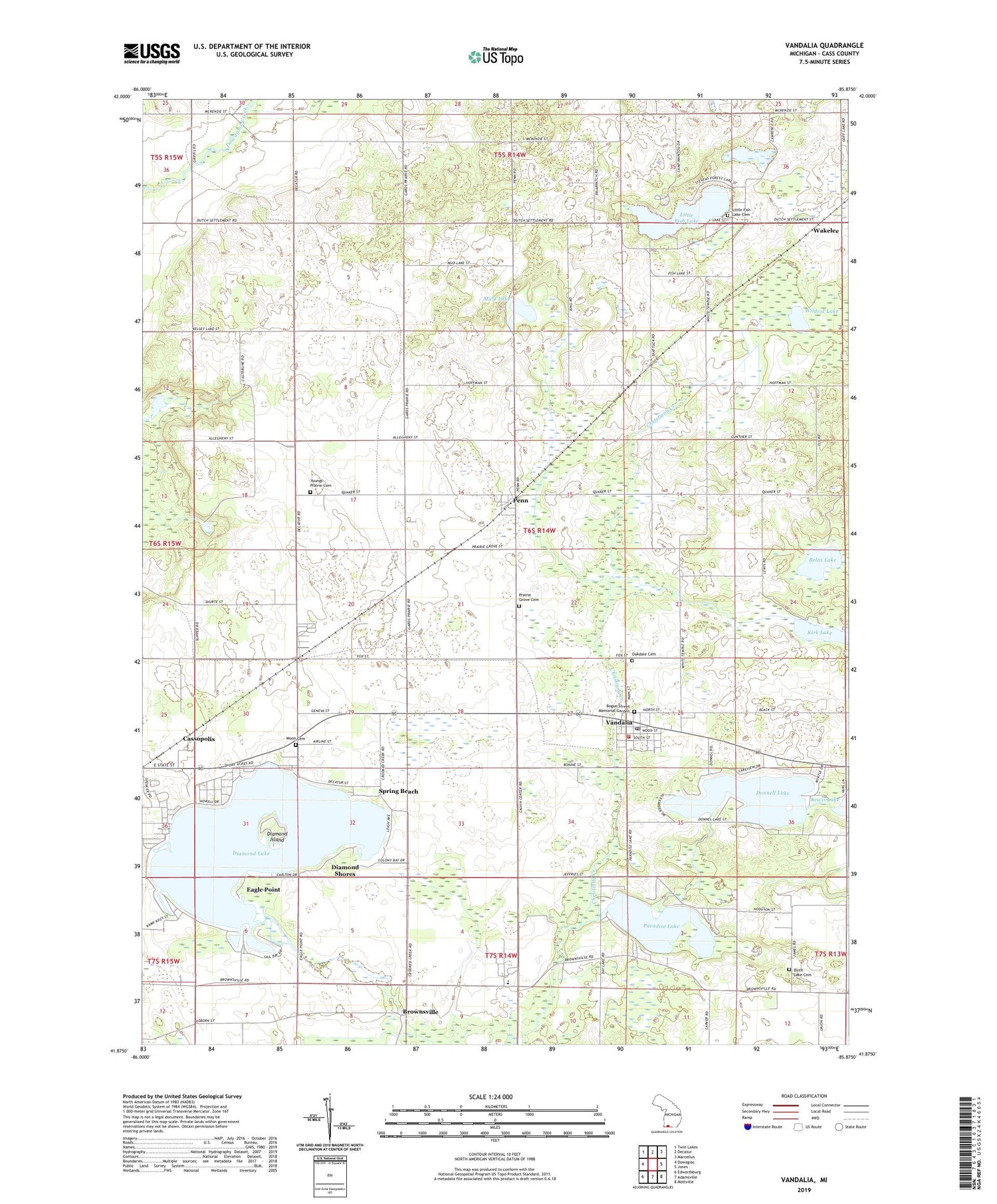 Vandalia Michigan US Topo Map Image