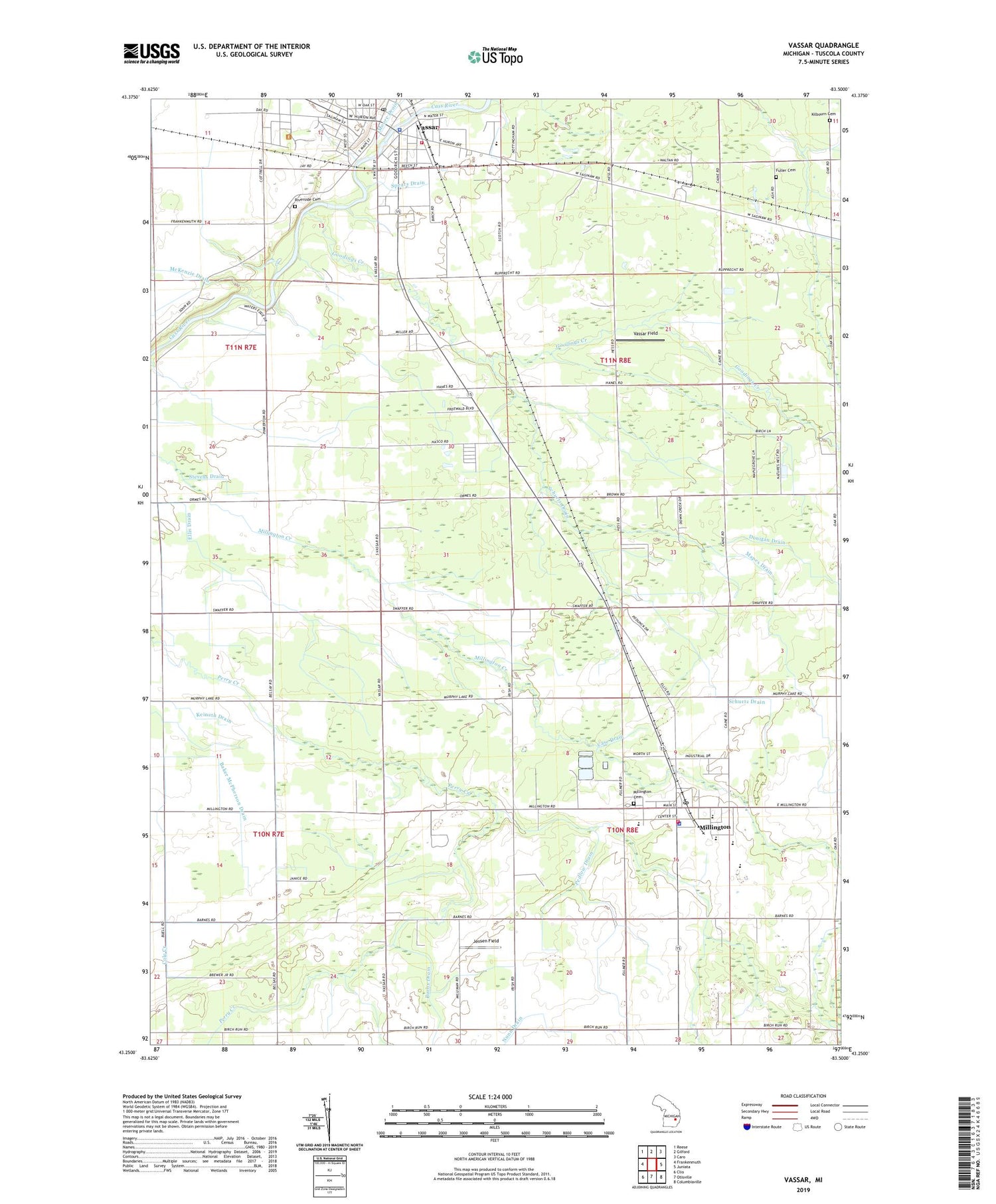 Vassar Michigan US Topo Map Image