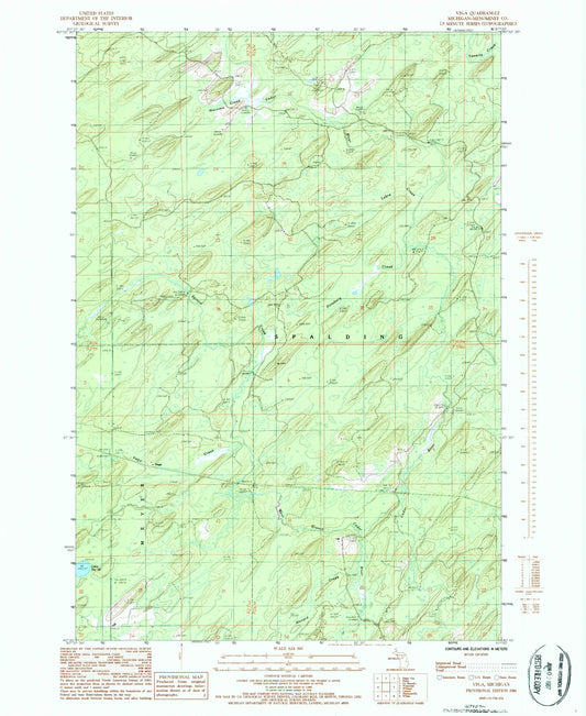 Classic USGS Vega Michigan 7.5'x7.5' Topo Map Image