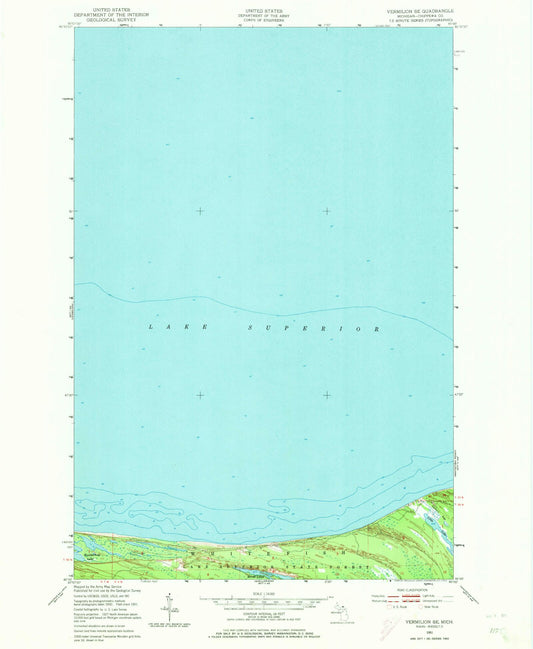 Classic USGS Vermilion SE Michigan 7.5'x7.5' Topo Map Image