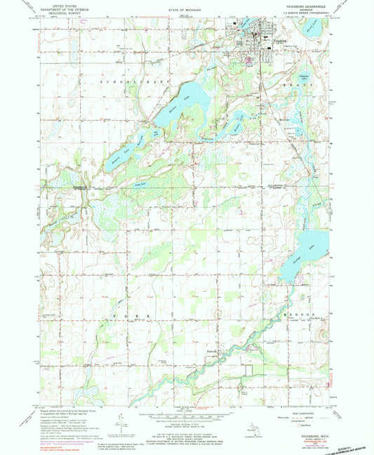 Classic USGS Vicksburg Michigan 7.5'x7.5' Topo Map Image