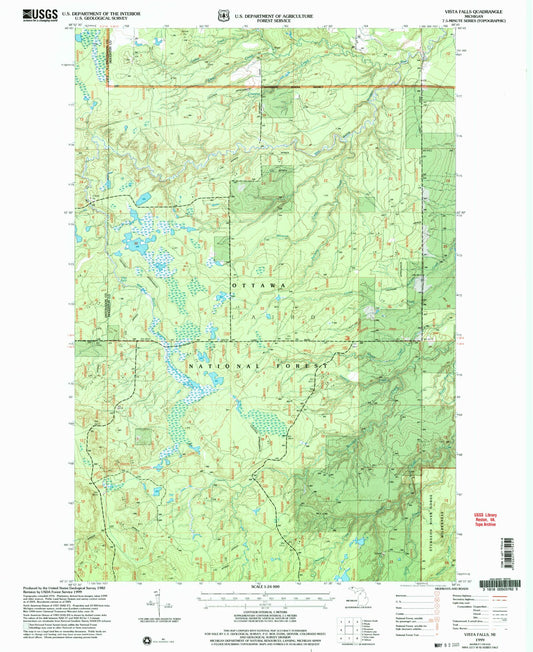 Classic USGS Vista Falls Michigan 7.5'x7.5' Topo Map Image