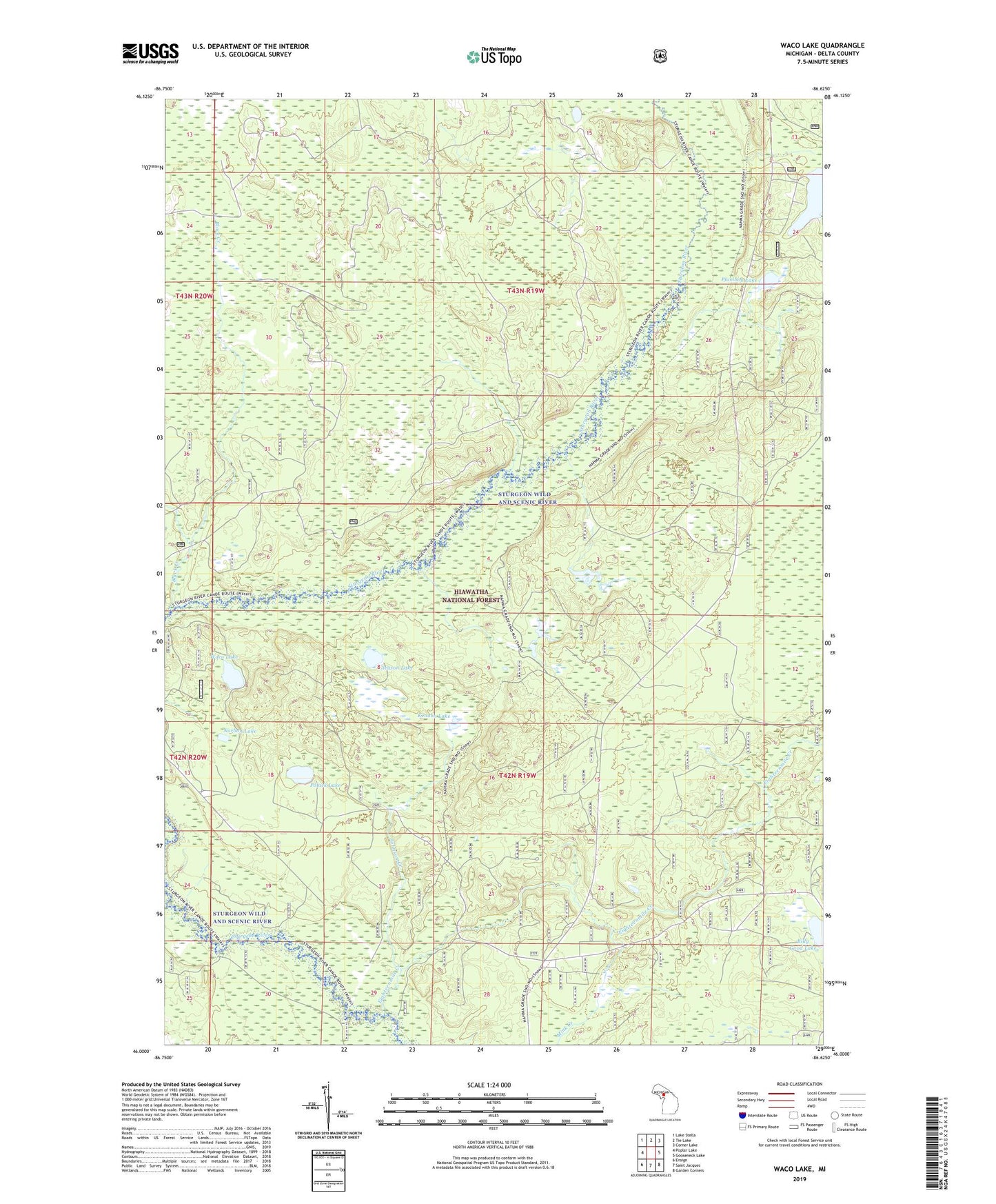 Waco Lake Michigan US Topo Map Image