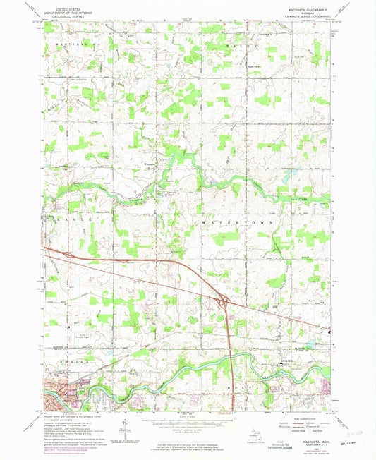 Classic USGS Wacousta Michigan 7.5'x7.5' Topo Map Image
