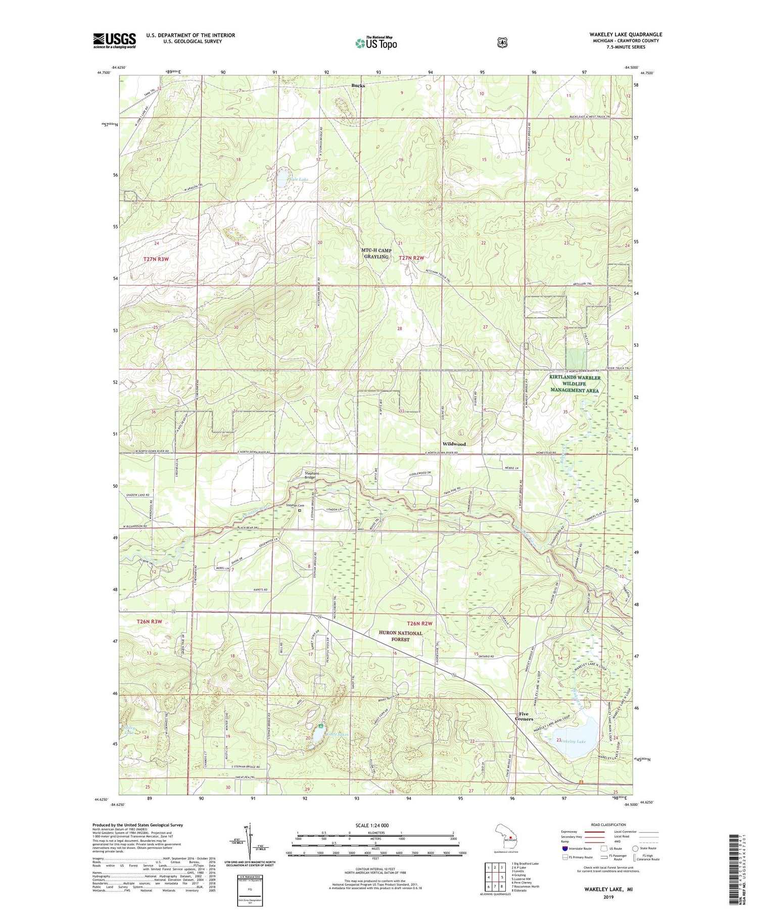 Wakeley Lake Michigan US Topo Map Image