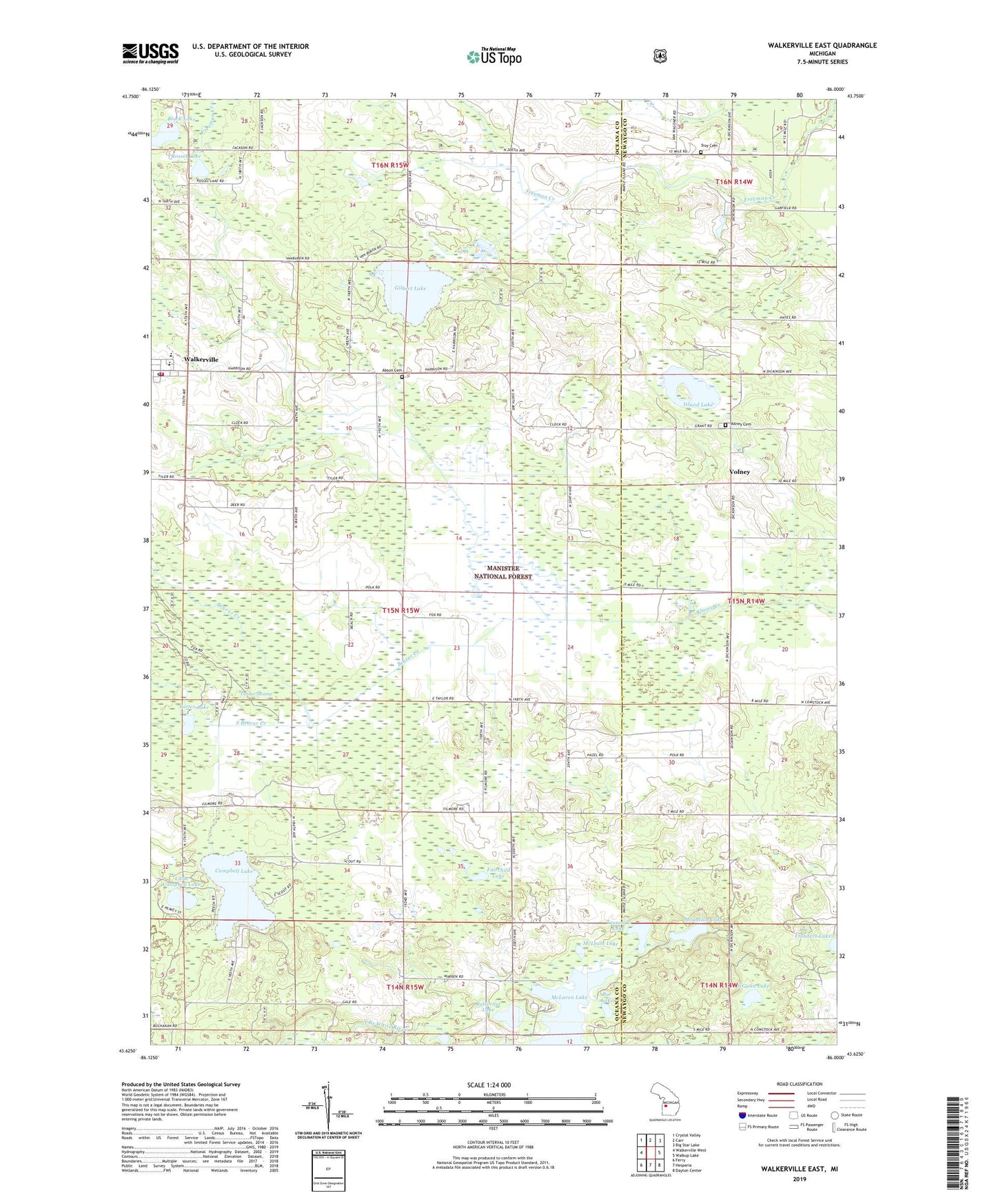 Walkerville East Michigan US Topo Map Image