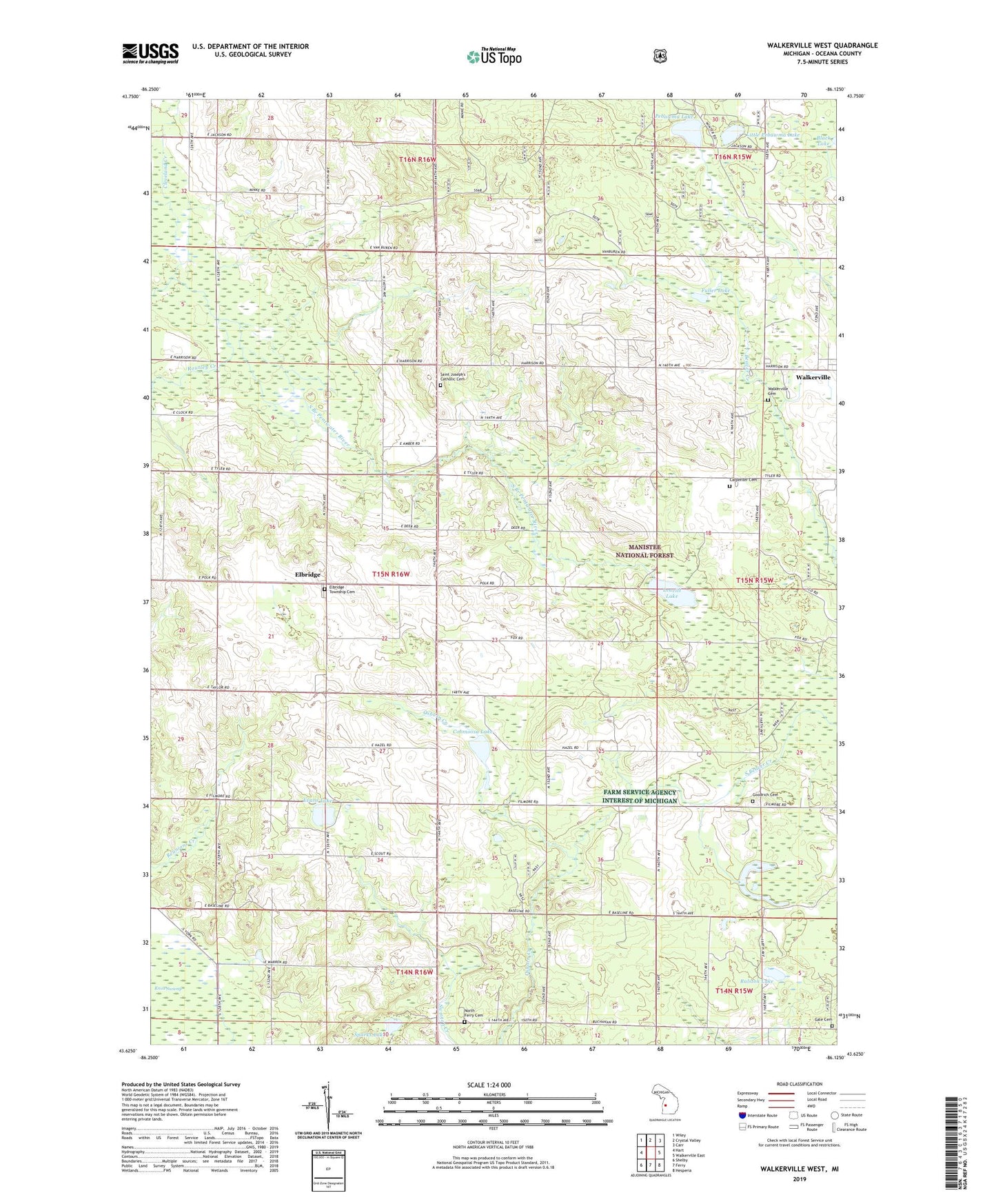 Walkerville West Michigan US Topo Map Image