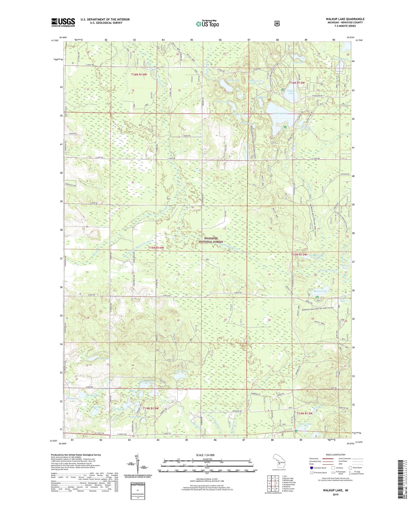 Walkup Lake Michigan US Topo Map Image