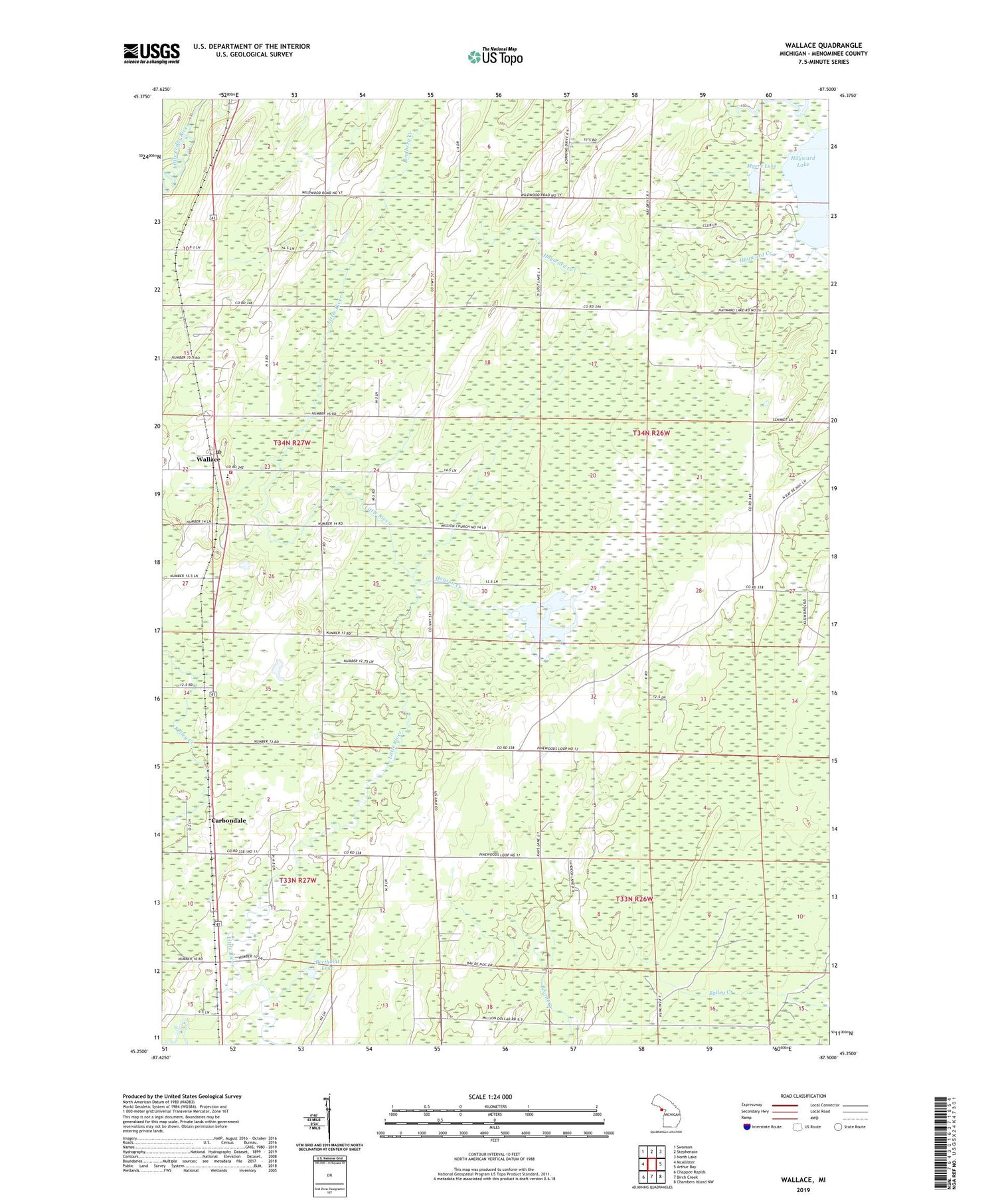 Wallace Michigan US Topo Map Image