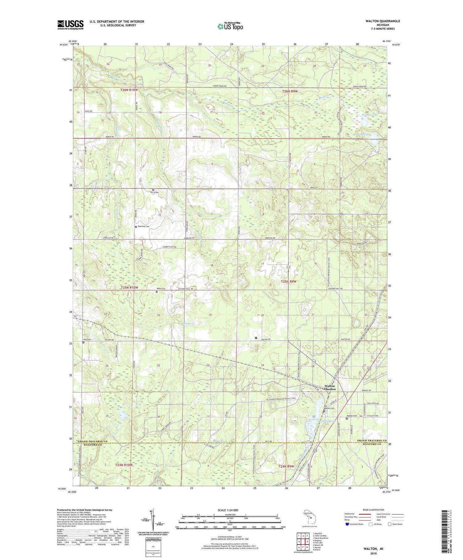 Walton Michigan US Topo Map Image