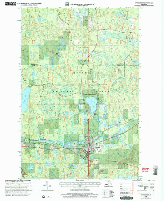 Classic USGS Watersmeet Michigan 7.5'x7.5' Topo Map Image