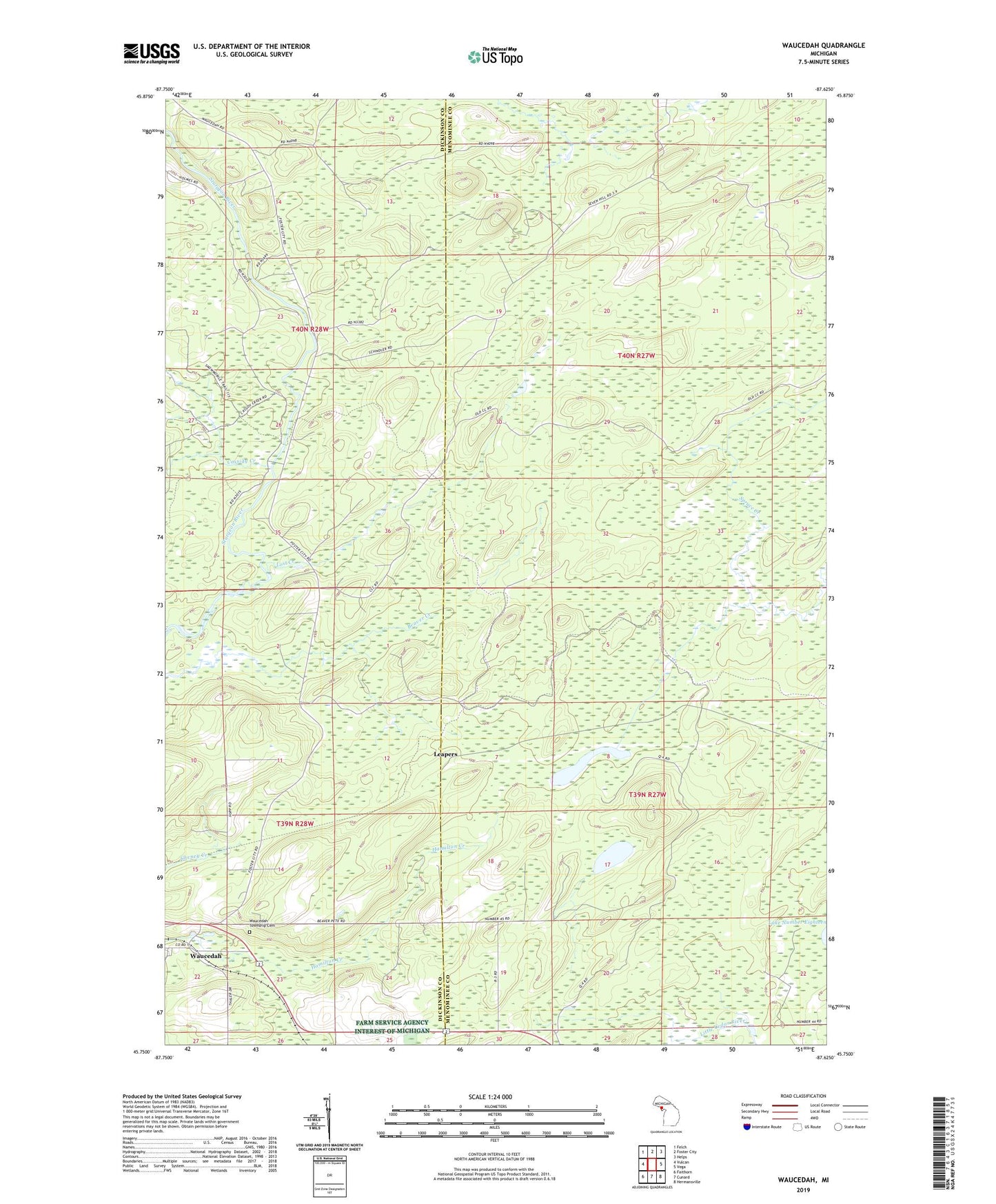 Waucedah Michigan US Topo Map Image