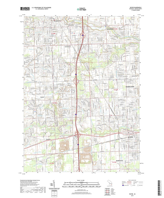 Wayne Michigan US Topo Map Image