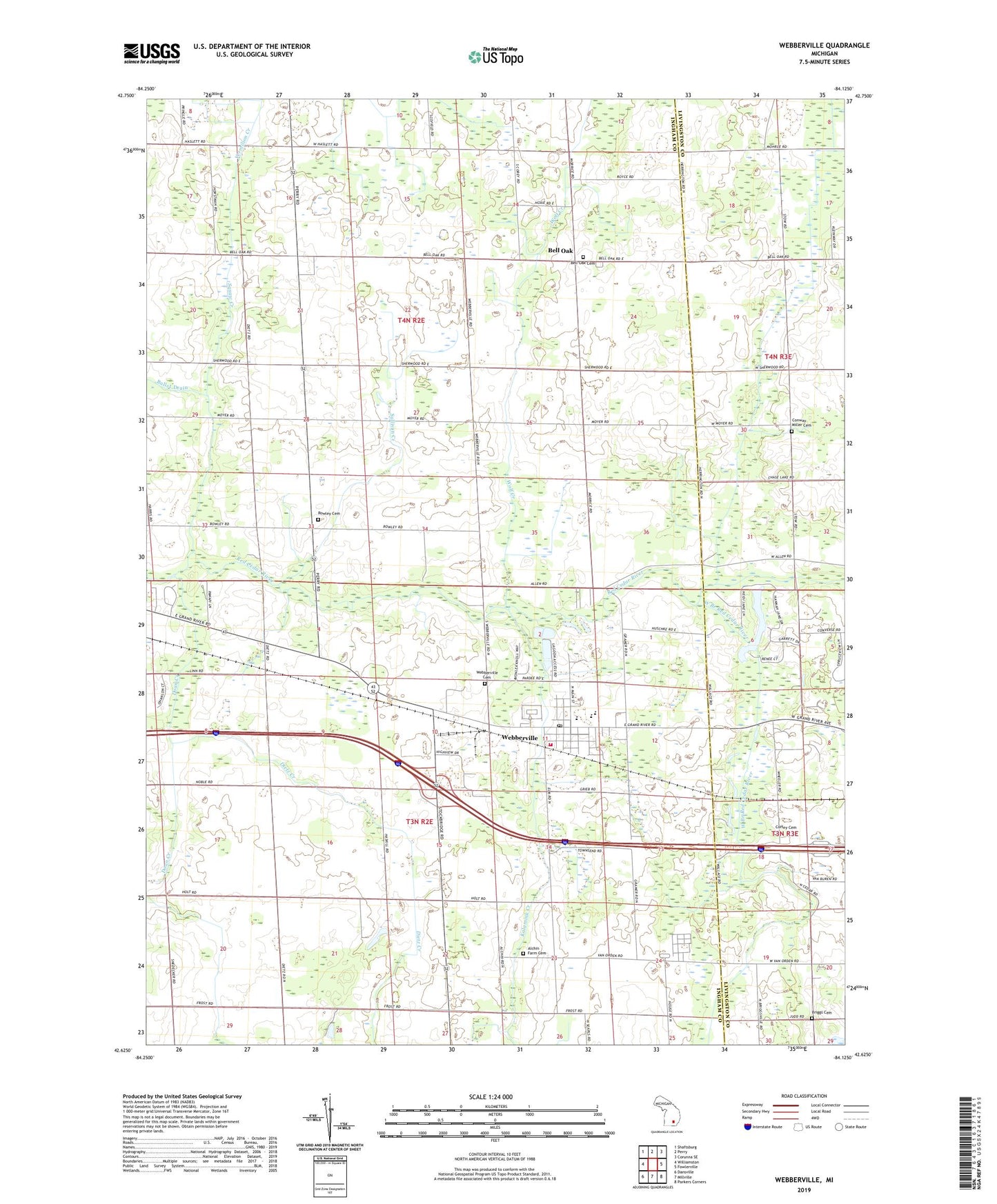 Webberville Michigan US Topo Map Image