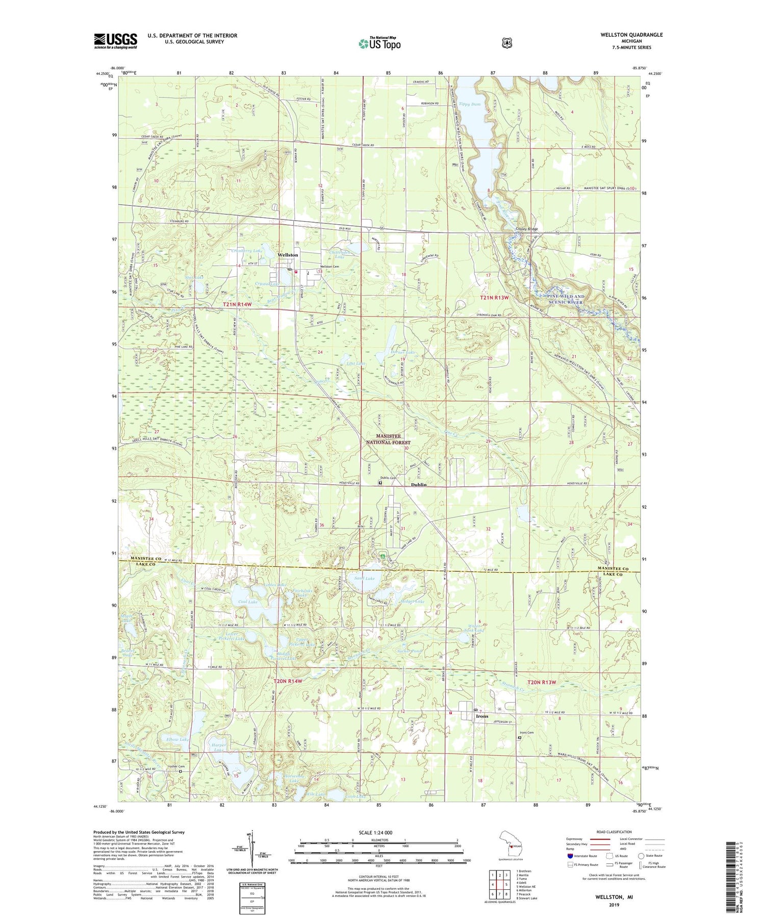 Wellston Michigan US Topo Map Image