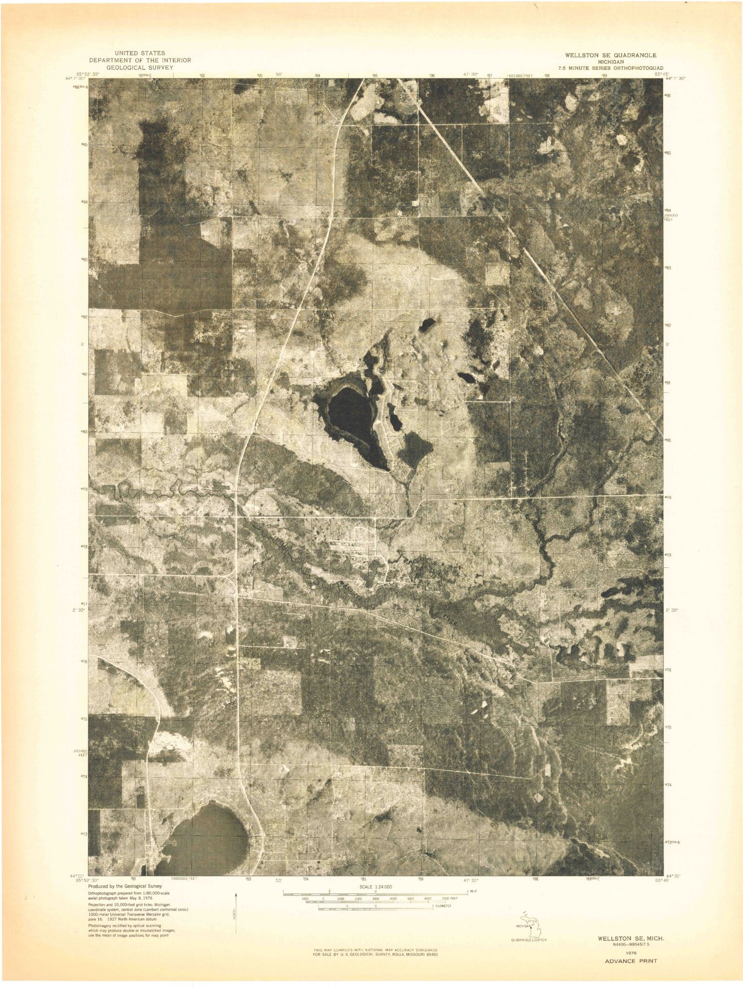 Classic USGS Stewart Lake Michigan 7.5'x7.5' Topo Map Image