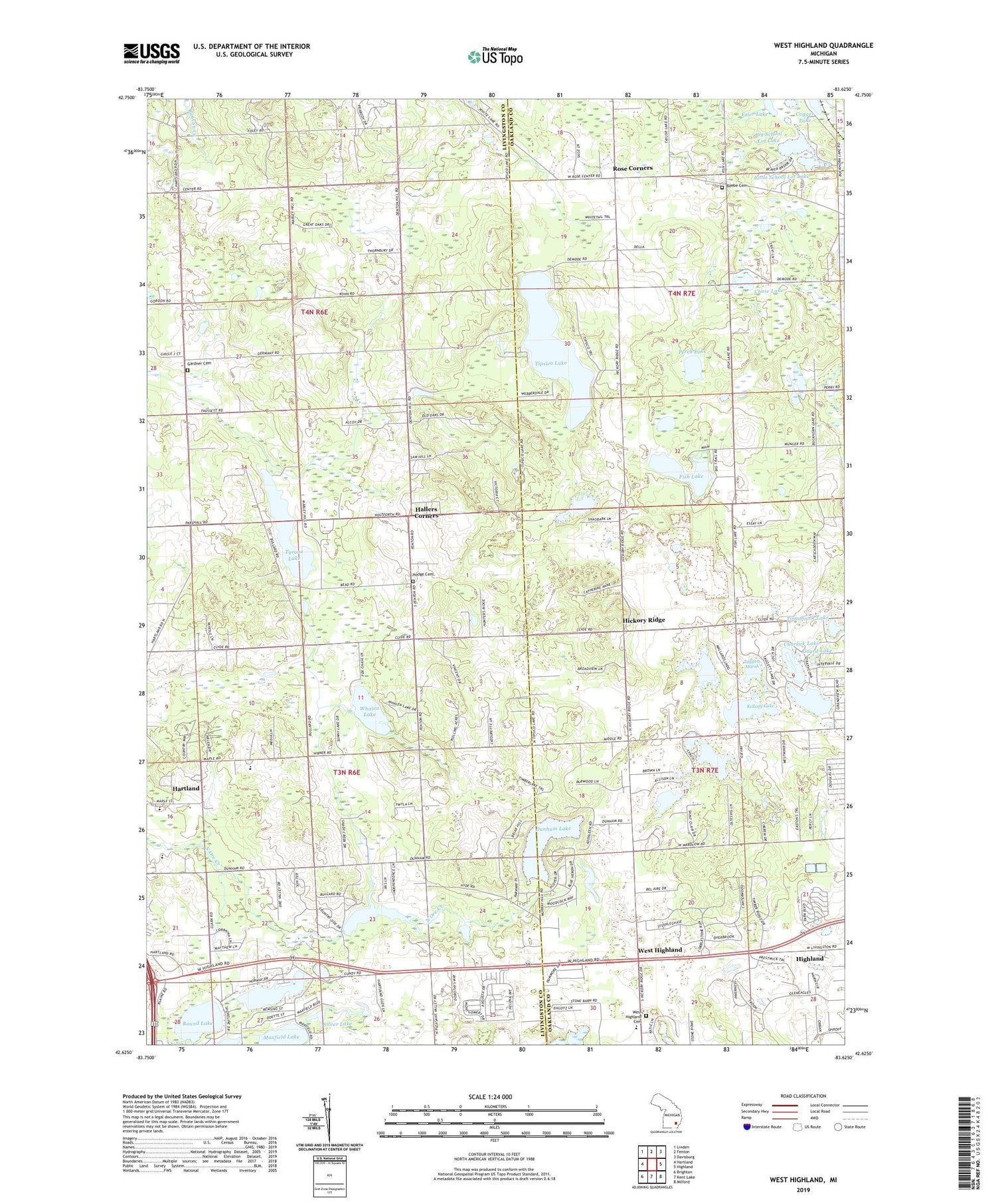 West Highland Michigan US Topo Map Image