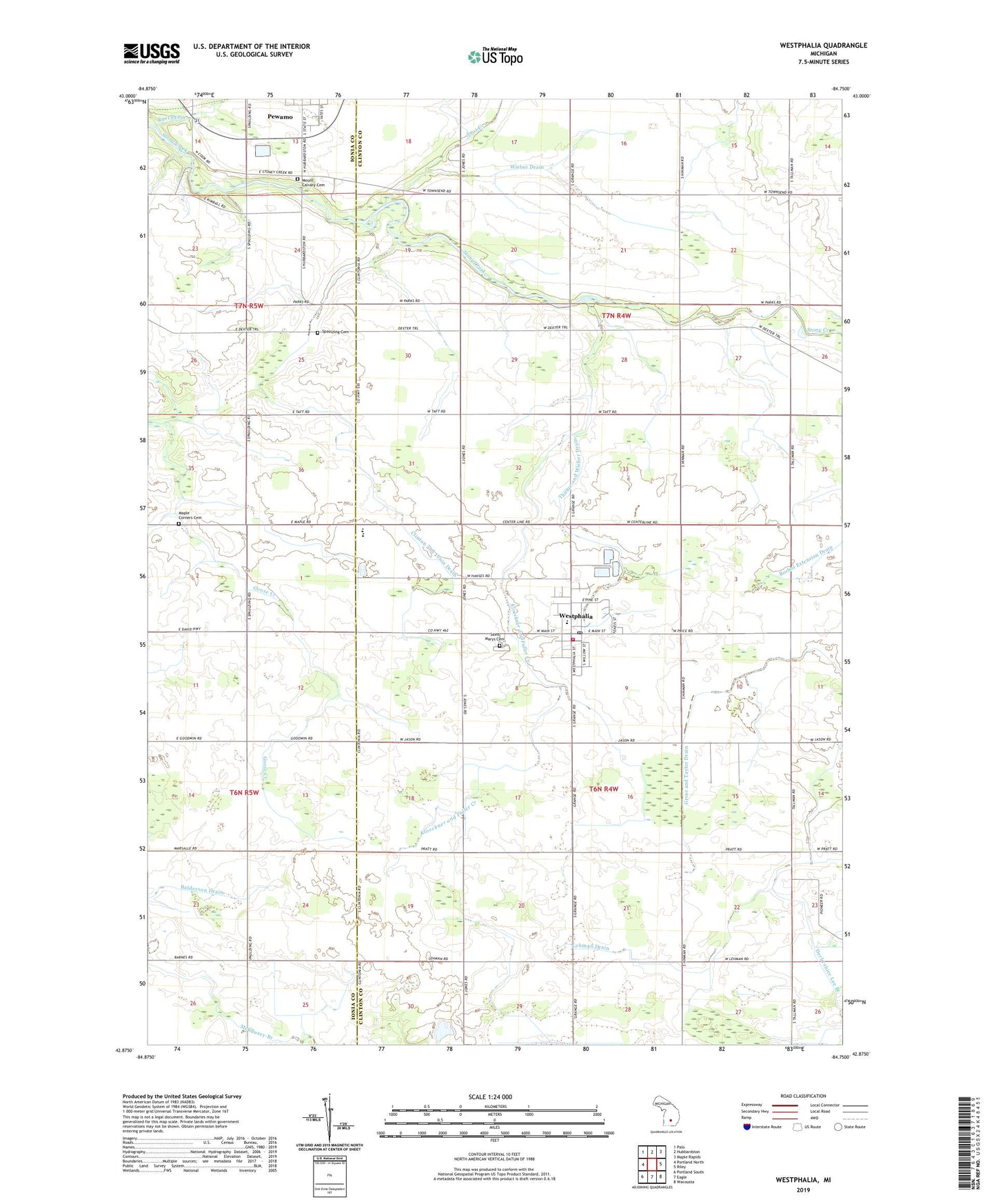 Westphalia Michigan US Topo Map Image