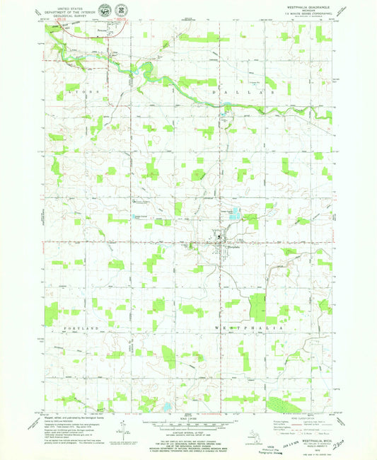 Classic USGS Westphalia Michigan 7.5'x7.5' Topo Map Image
