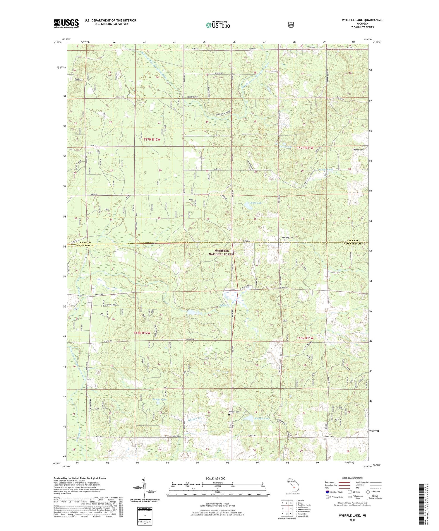 Whipple Lake Michigan US Topo Map Image