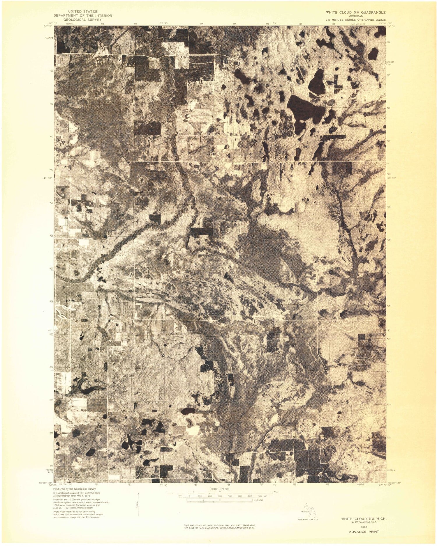 Classic USGS Walkup Lake Michigan 7.5'x7.5' Topo Map Image