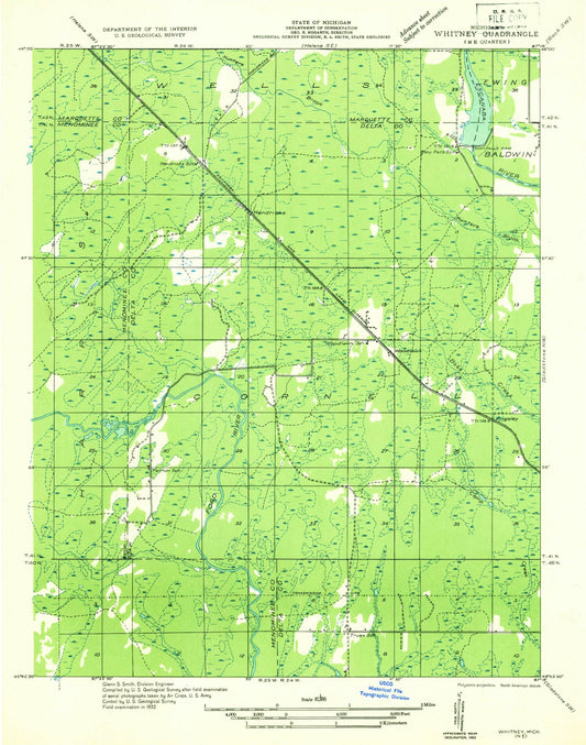 Classic USGS Woodlawn Michigan 7.5'x7.5' Topo Map Image