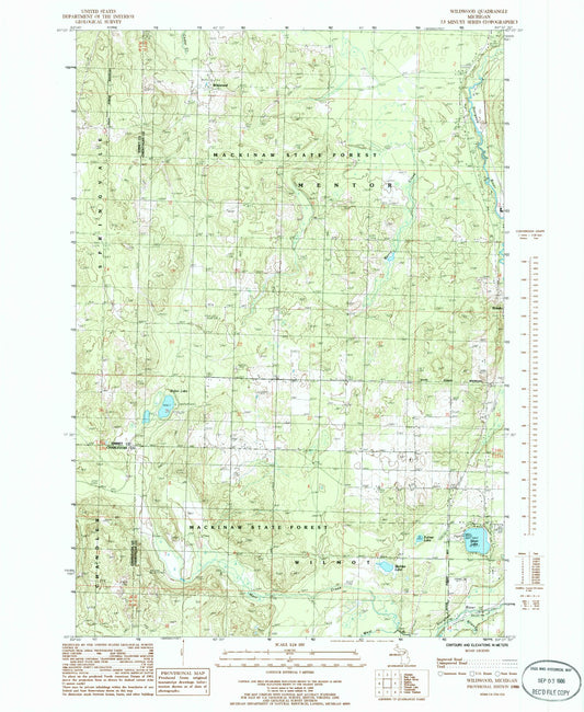 Classic USGS Wildwood Michigan 7.5'x7.5' Topo Map Image