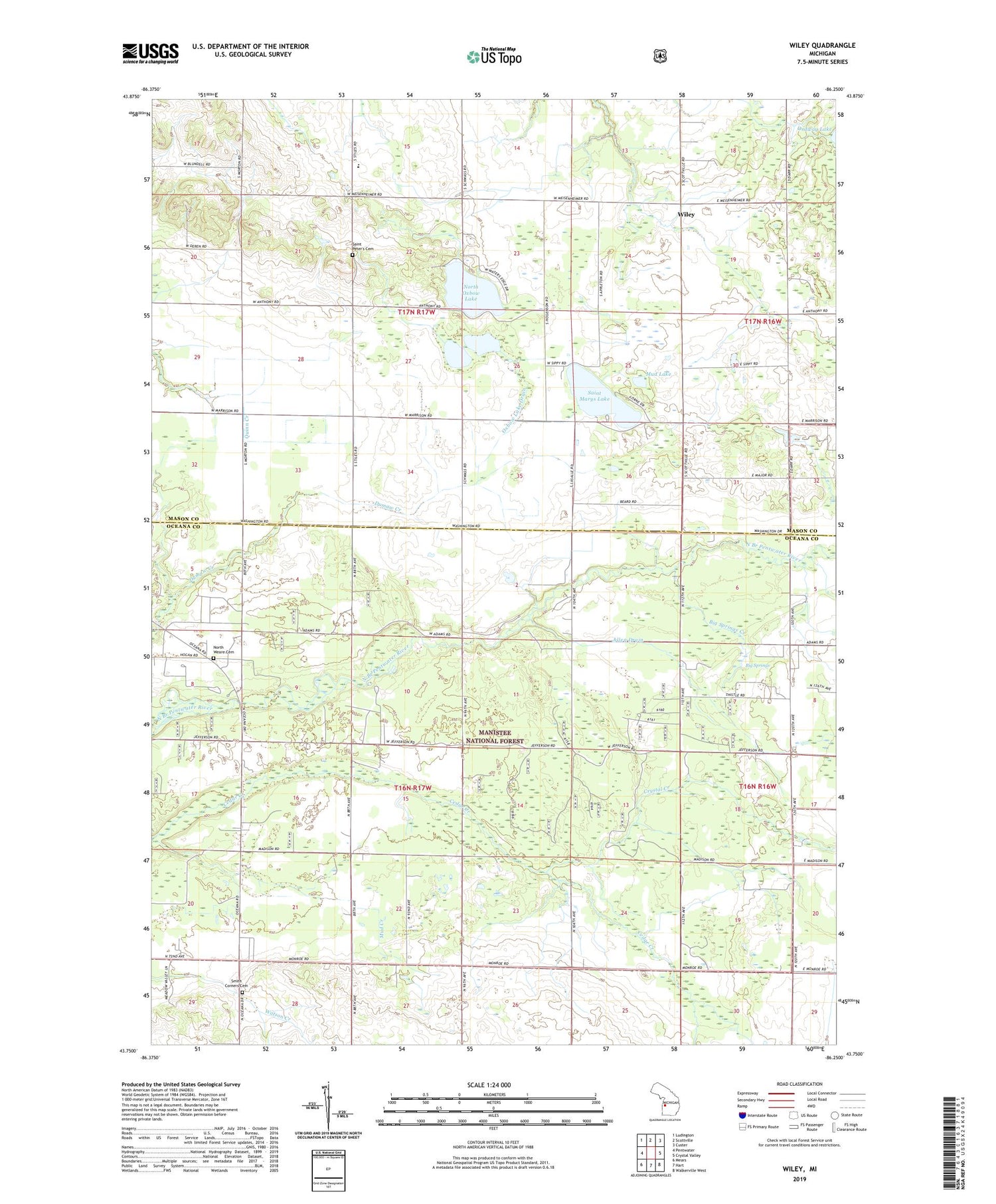 Wiley Michigan US Topo Map Image