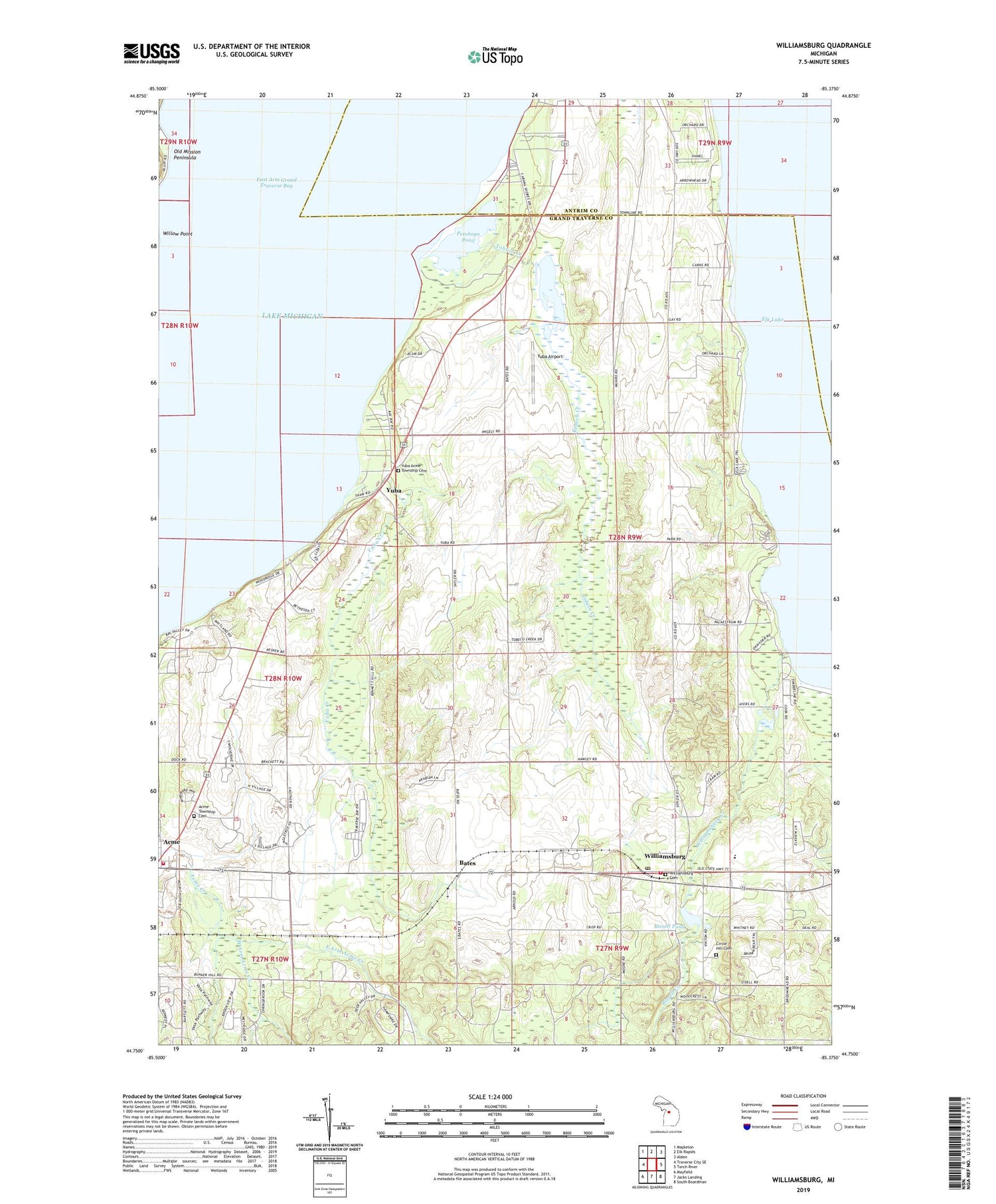 Williamsburg Michigan US Topo Map Image