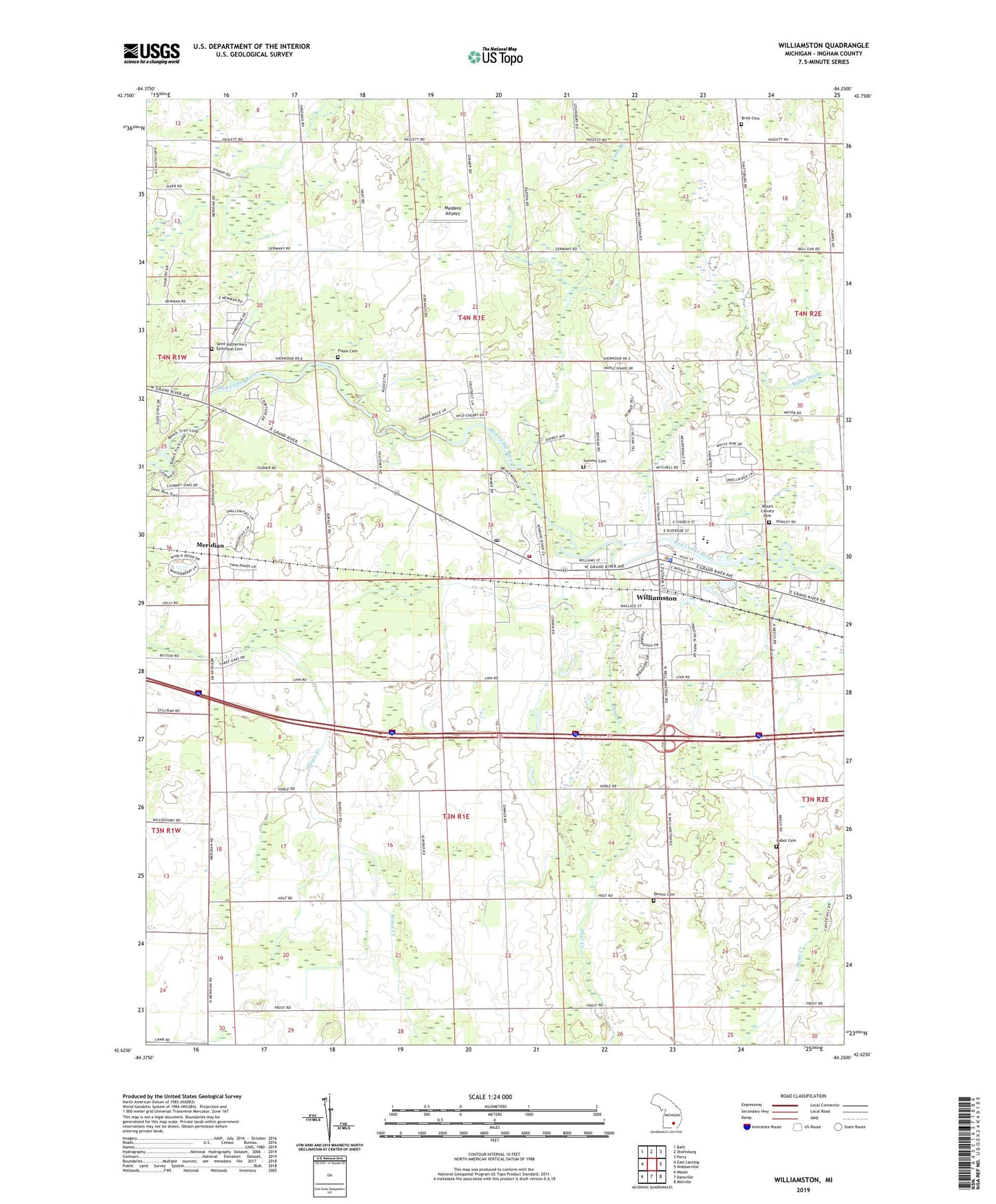 Williamston Michigan US Topo Map Image