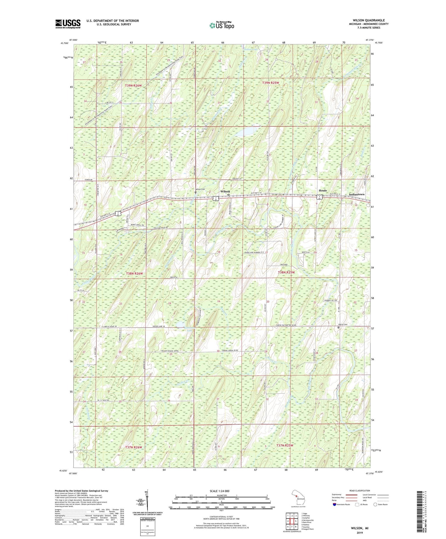 Wilson Michigan US Topo Map Image
