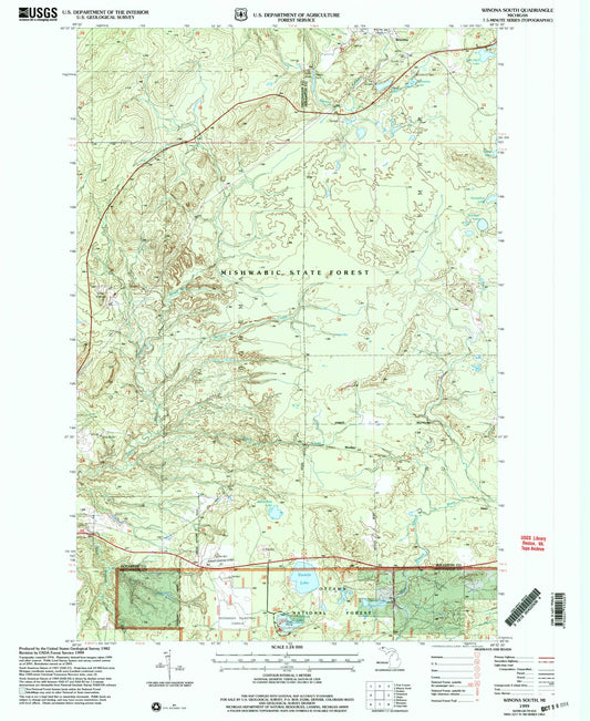 Classic USGS Winona South Michigan 7.5'x7.5' Topo Map Image