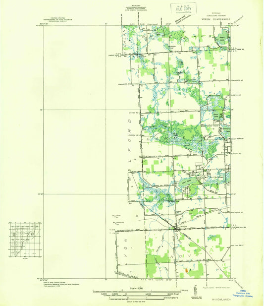 Classic USGS Milford Michigan 7.5'x7.5' Topo Map Image