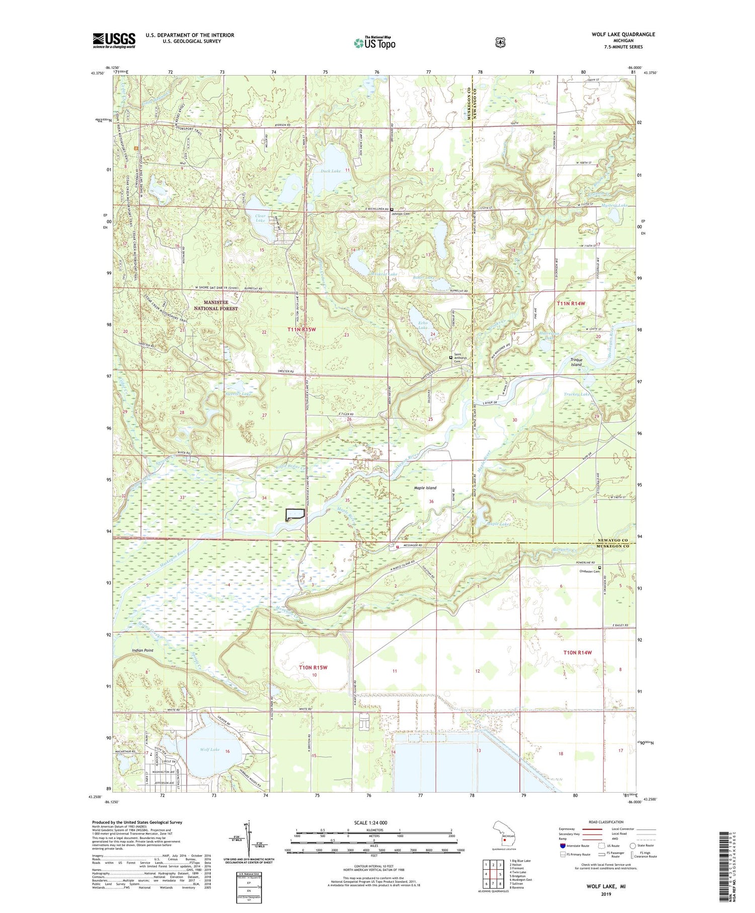 Wolf Lake Michigan US Topo Map Image