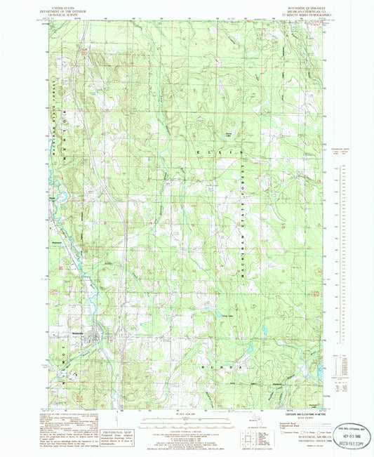 Classic USGS Wolverine Michigan 7.5'x7.5' Topo Map Image