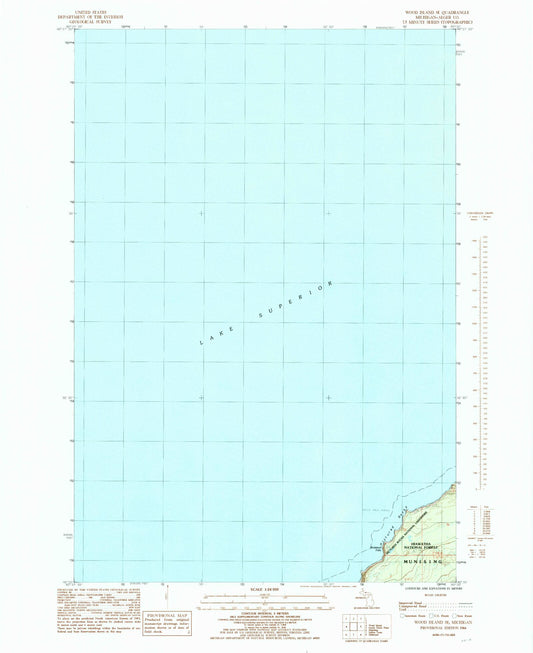 Classic USGS Wood Island SE Michigan 7.5'x7.5' Topo Map Image