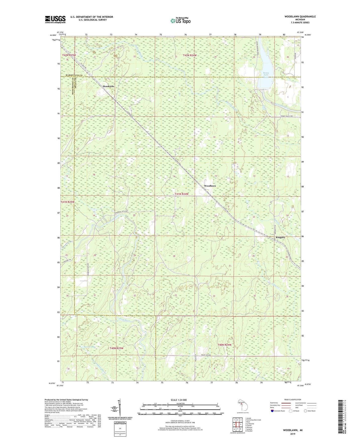 Woodlawn Michigan US Topo Map Image