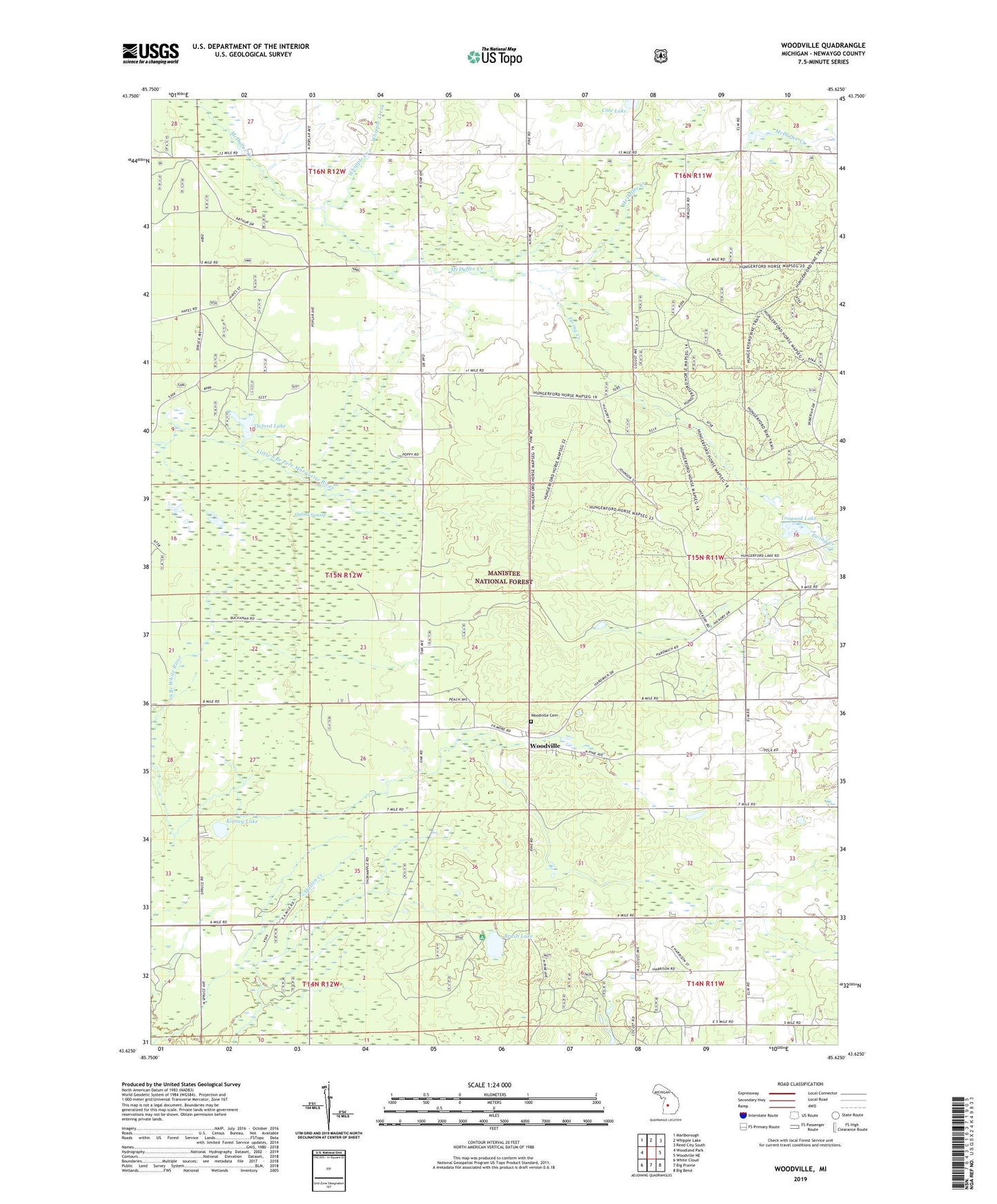 Woodville Michigan US Topo Map Image