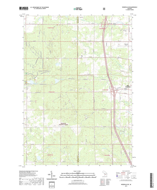 Woodville NE Michigan US Topo Map Image