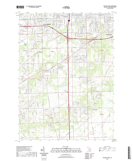 Ypsilanti West Michigan US Topo Map Image