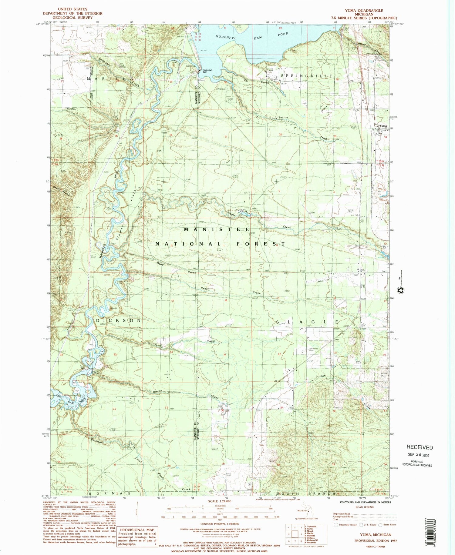 USGS Classic Yuma Michigan 7.5'x7.5' Topo Map Image