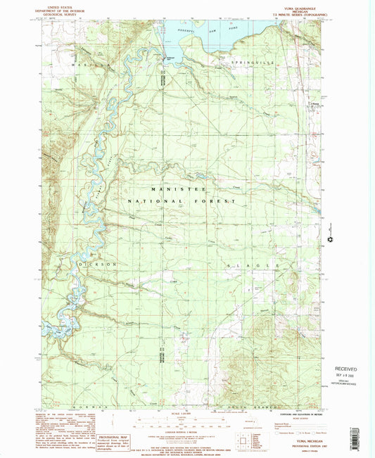 USGS Classic Yuma Michigan 7.5'x7.5' Topo Map Image