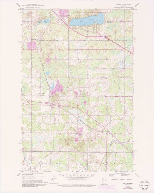 Classic USGS Adolph Minnesota 7.5'x7.5' Topo Map Image