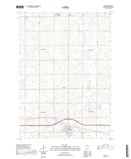 Adrian Minnesota US Topo Map Image